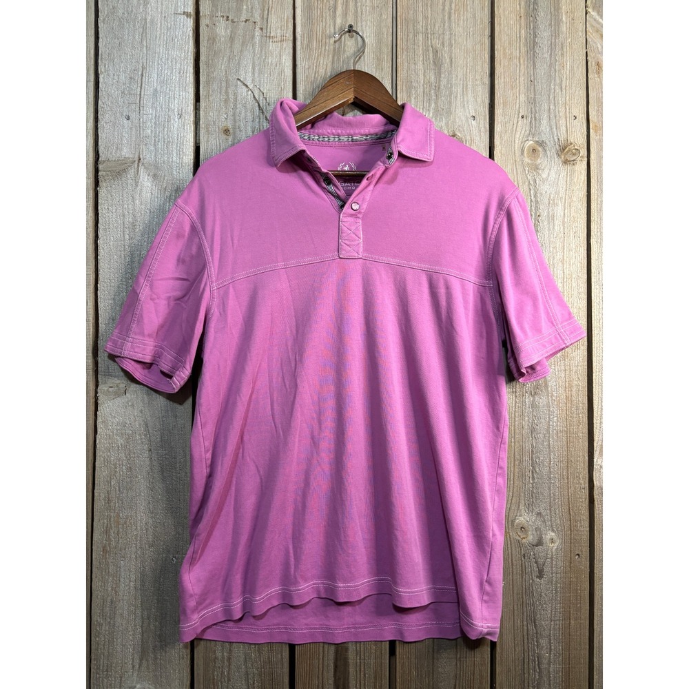 Bugatchi Uomo Mens‎ Pink 100% Pima Cotton Short Sleeve Polo Shirt Size M